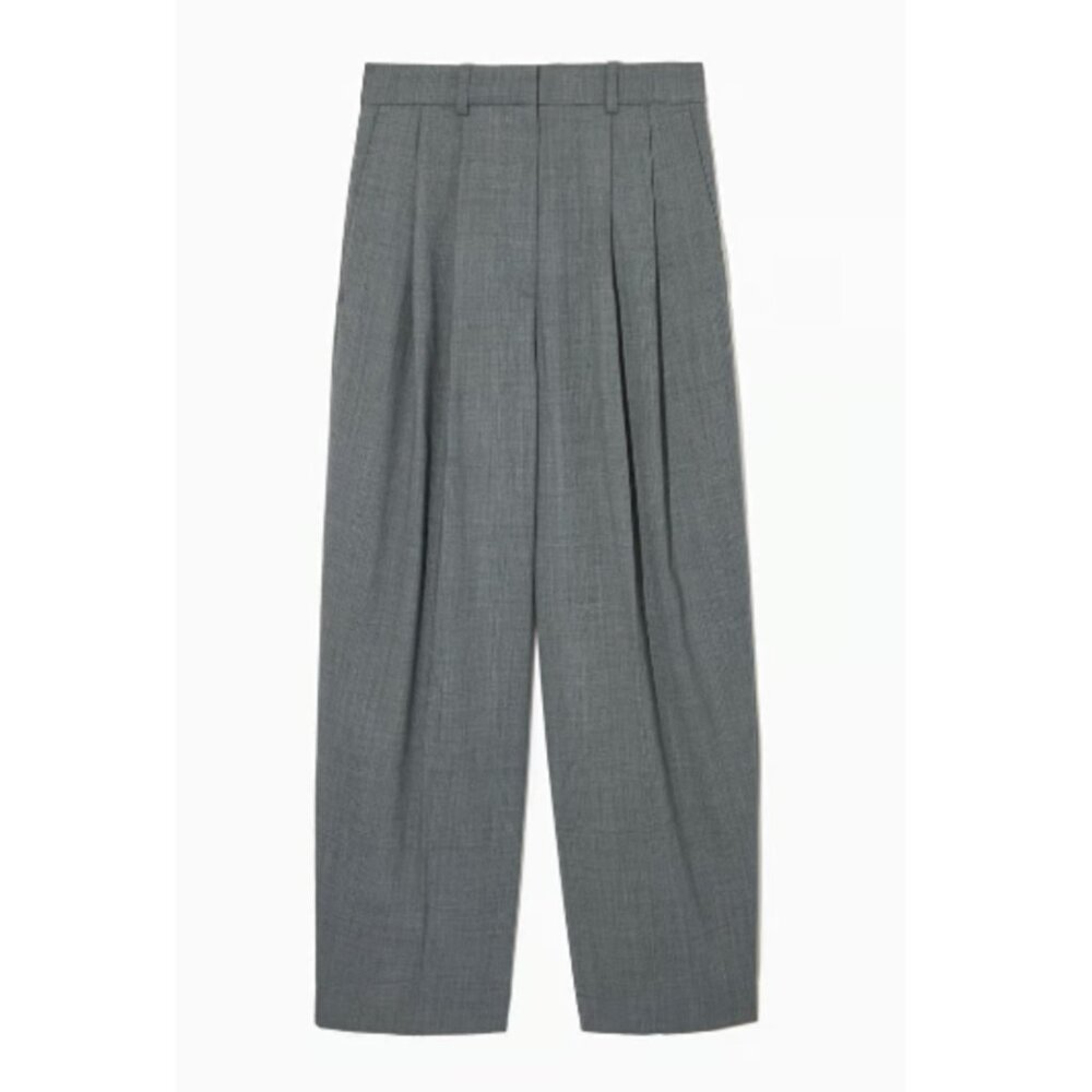 COS High Rise Pleated Trousers in Grey Size 10